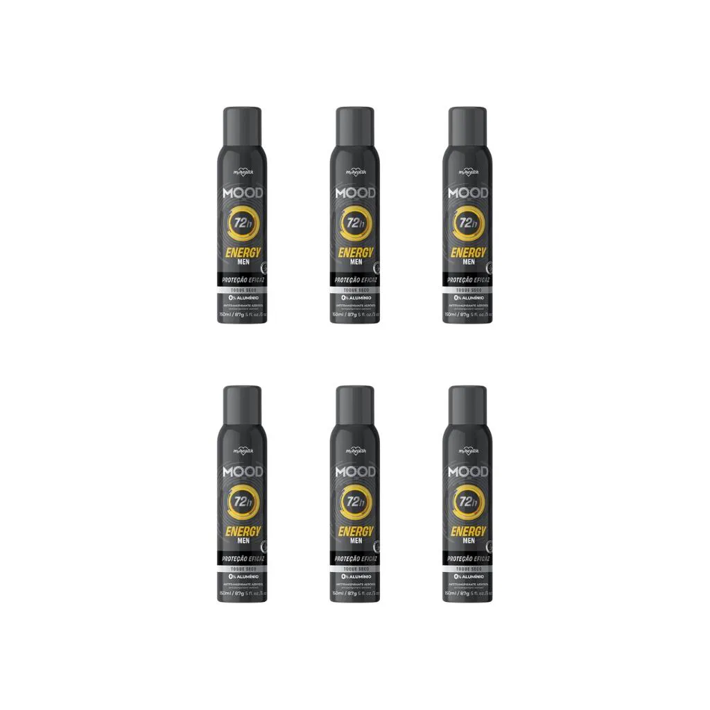 DESODORANTE AERO MOOD 150ML 0% ALUMINIO MEN ENERGY-6UN