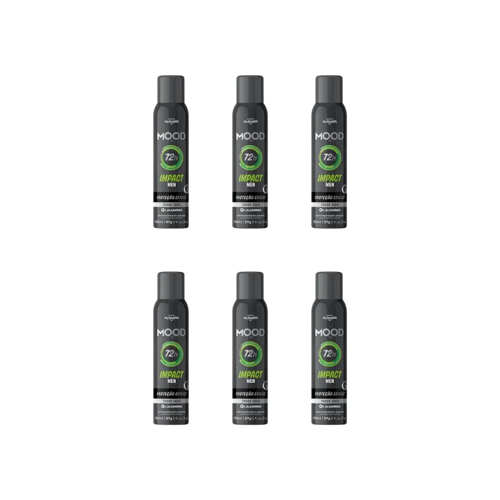DESODORANTE AERO MOOD 150ML 0% ALUMINIO MEN IMPACT-6UN