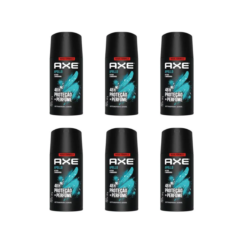 DESODORANTE AEROSSOL AXE 150ML APOLLO - KIT C/6UN