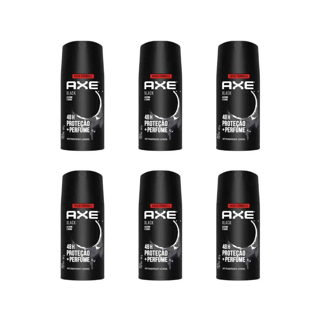 DESODORANTE AEROSSOL AXE 150ML BLACK - KIT C/6UN