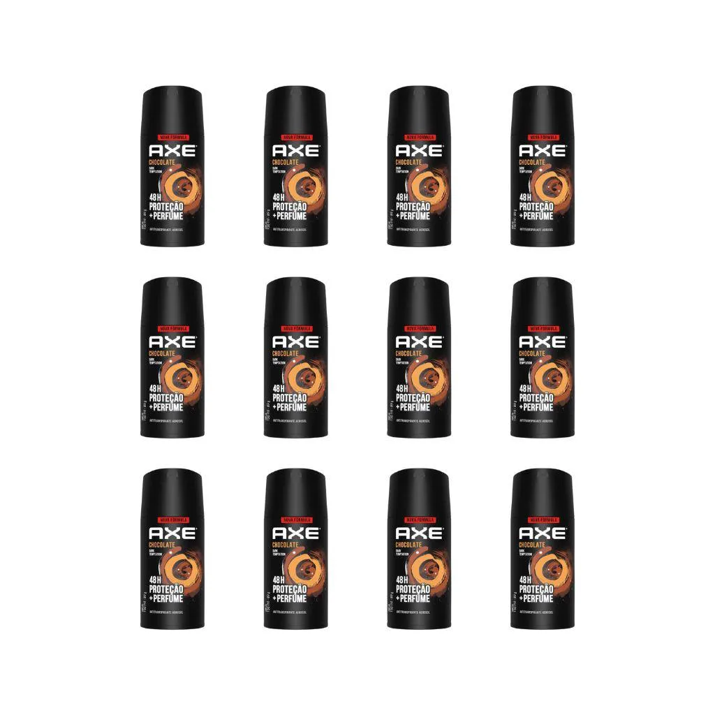 DESODORANTE AEROSSOL AXE 150ML CHOCOLATE - KIT C/ 12UN