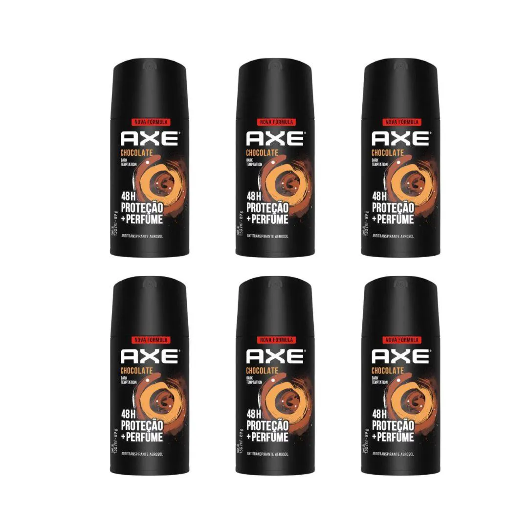 DESODORANTE AEROSSOL AXE 150ML CHOCOLATE - KIT C/6UN