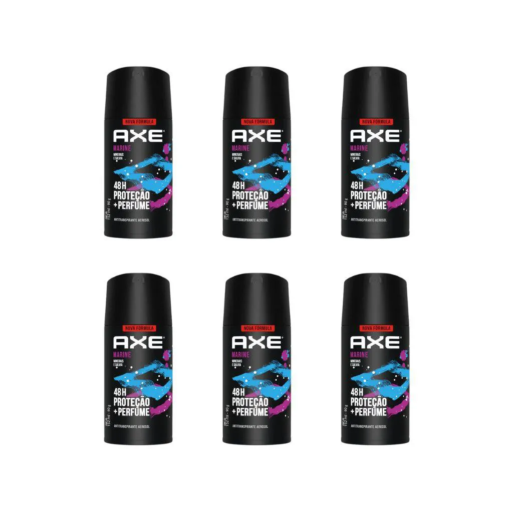 DESODORANTE AEROSSOL AXE 150ML MARINE - KIT C/6UN