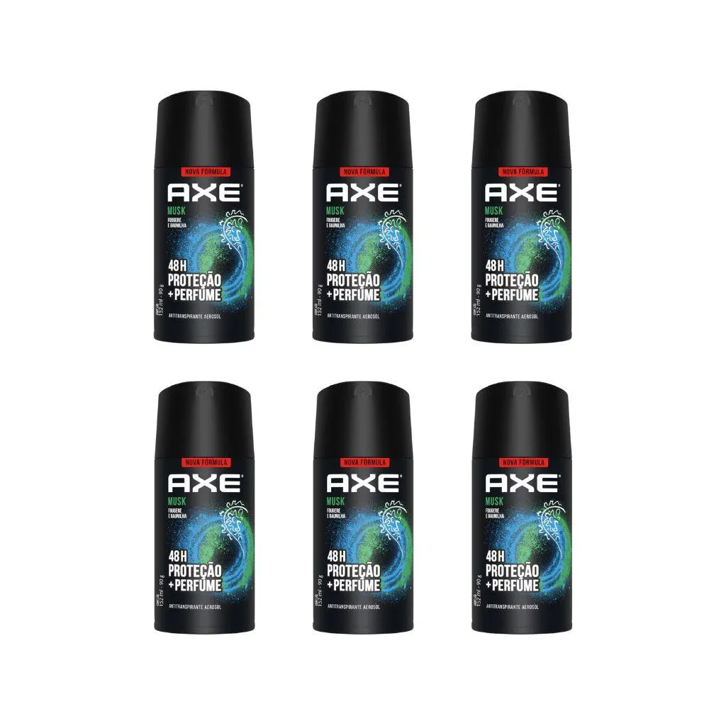DESODORANTE AEROSSOL AXE 150ML MUSK - KIT C/6UN