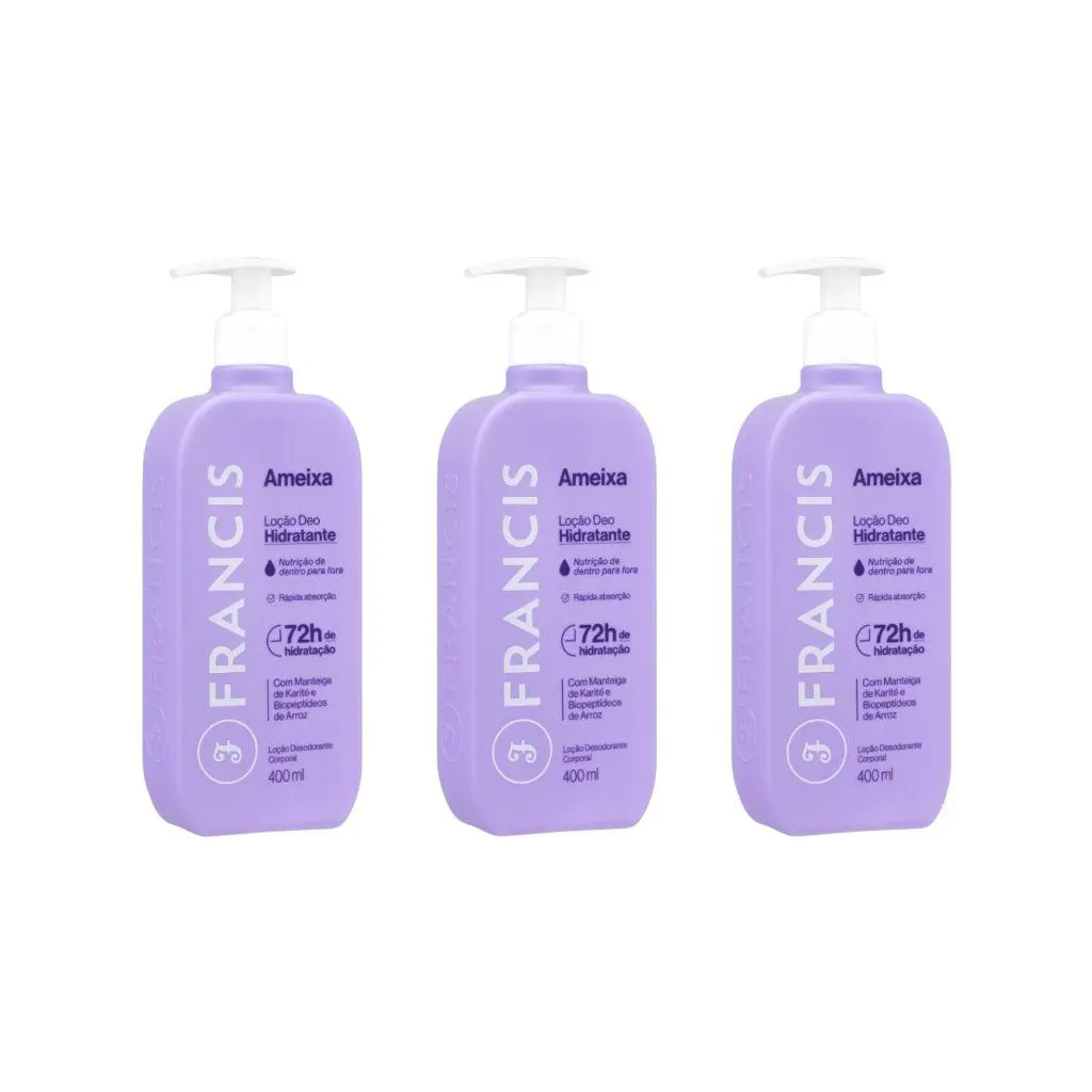 HIDRATANTE CORPORAL FRANCIS 400ML AMEIXA LILAS - KIT C/ 3UN