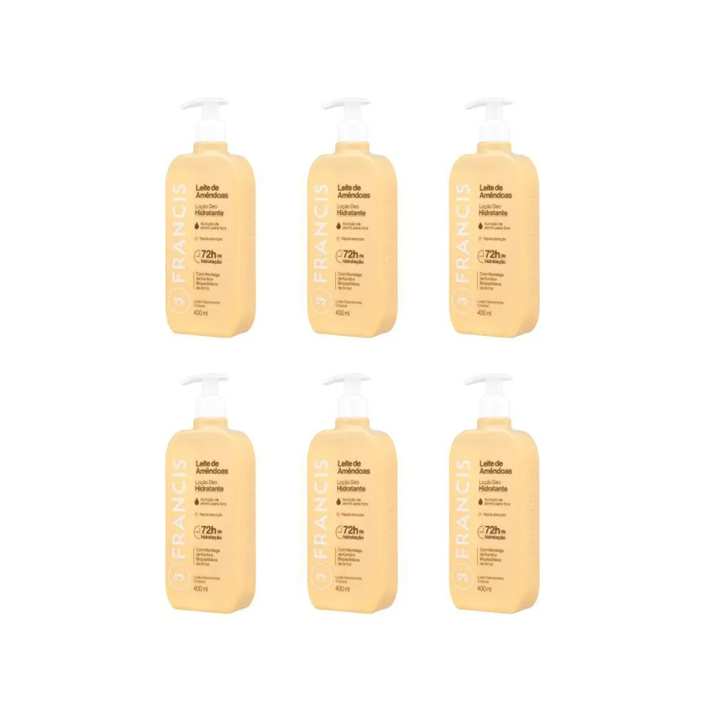 HIDRATANTE CORPORAL FRANCIS 400ML LEITE AMENDOAS BEGE - 6UN