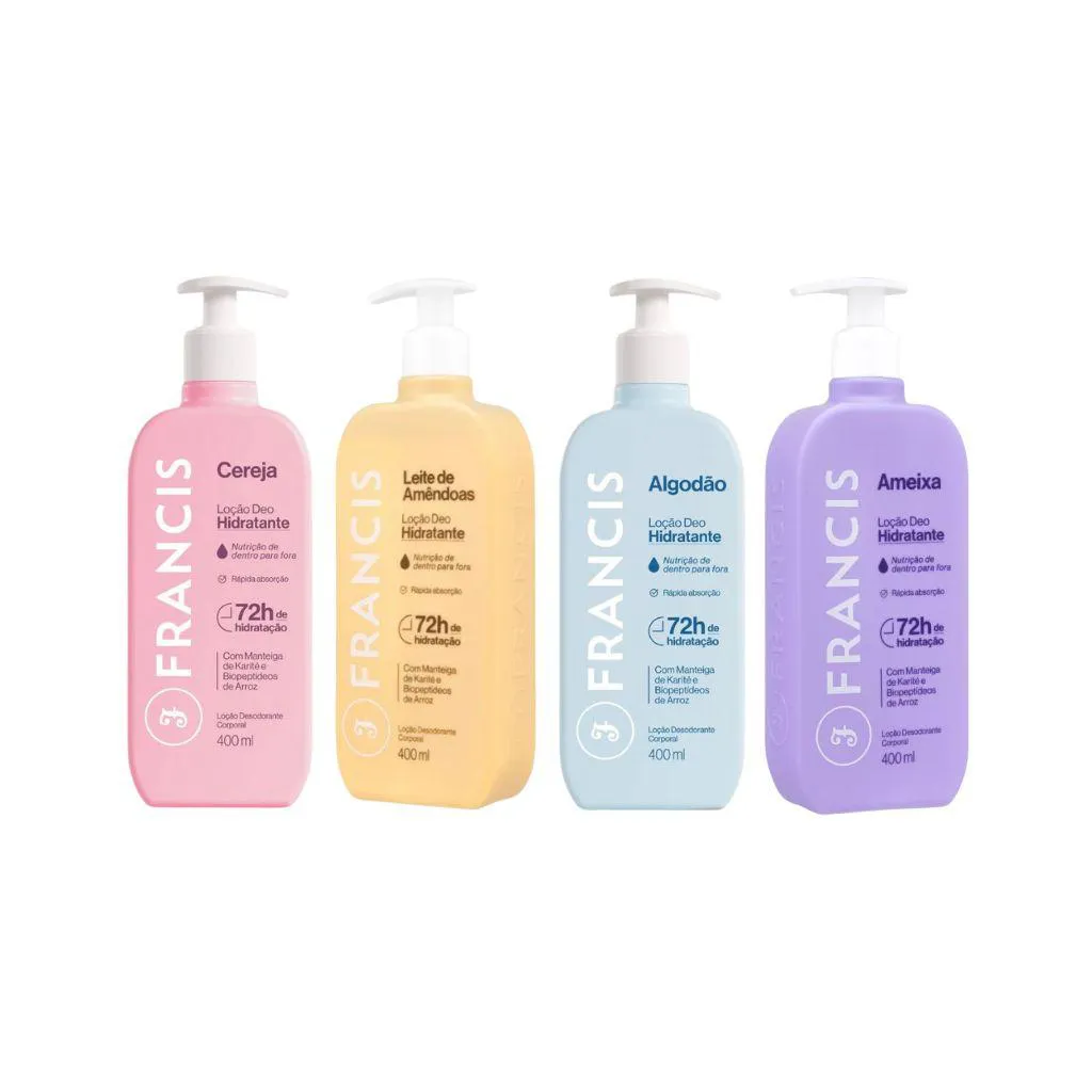 KIT HIDRATANTE CORPORAL FRANCIS 400ML - FRAGRâNCIAS VARIADAS