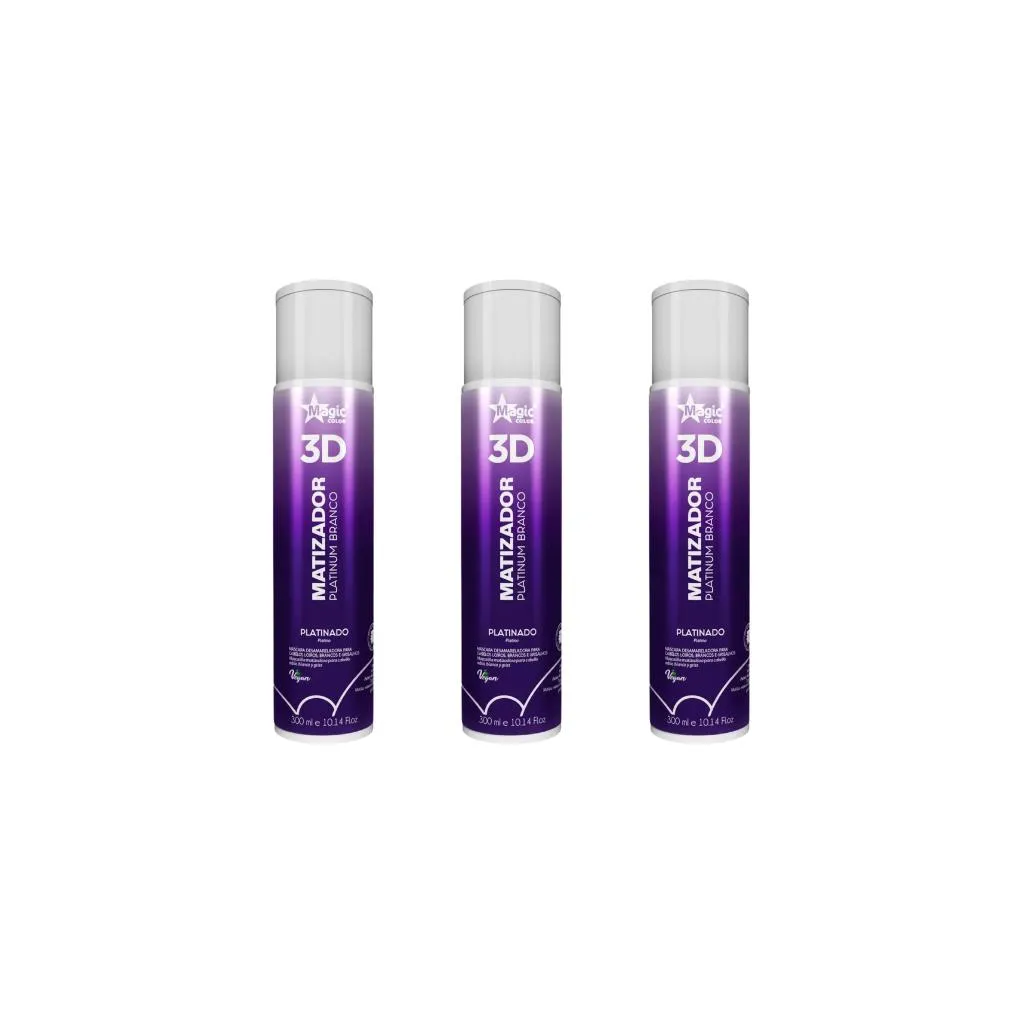 MATIZADOR GLOSS MAGIC COLOR 300ML 3D PLATINADO-KIT C/3UN