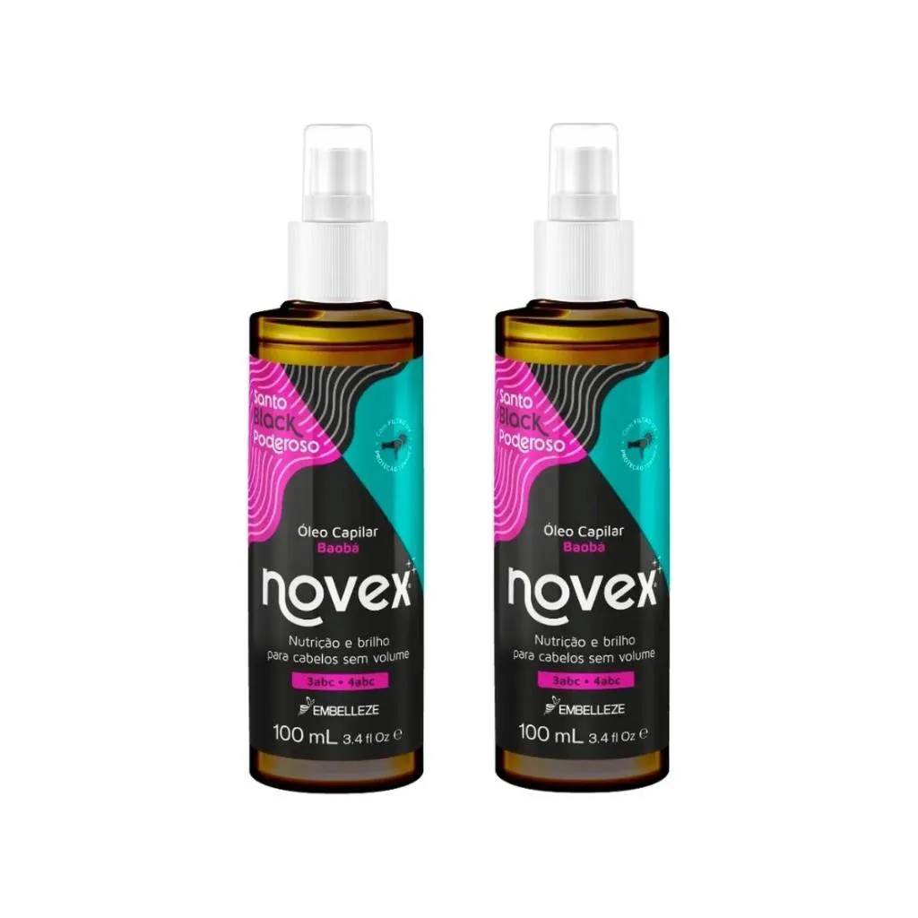 OLEO CAPILAR NOVEX 100ML SANTO BLACK PODEROSO - KIT C/ 2UN