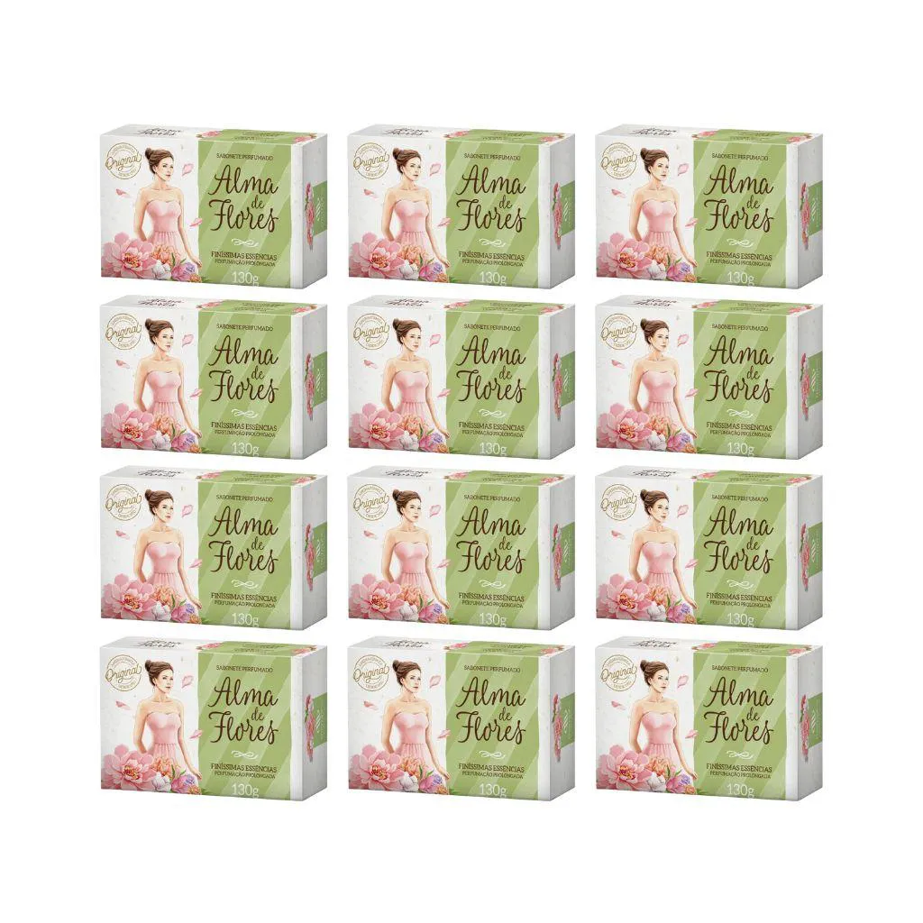 SABONETE ALMA DE FLORES 130G FINISSIMAS ESSENCIAS - KIT 12UN