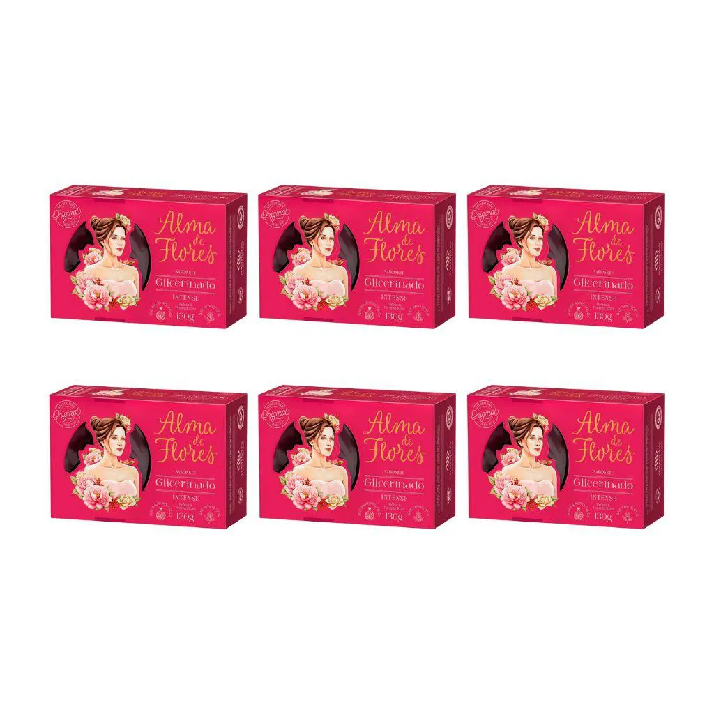 SABONETE ALMA DE FLORES 130G GLICERINADO INTENSE - KIT 6UN