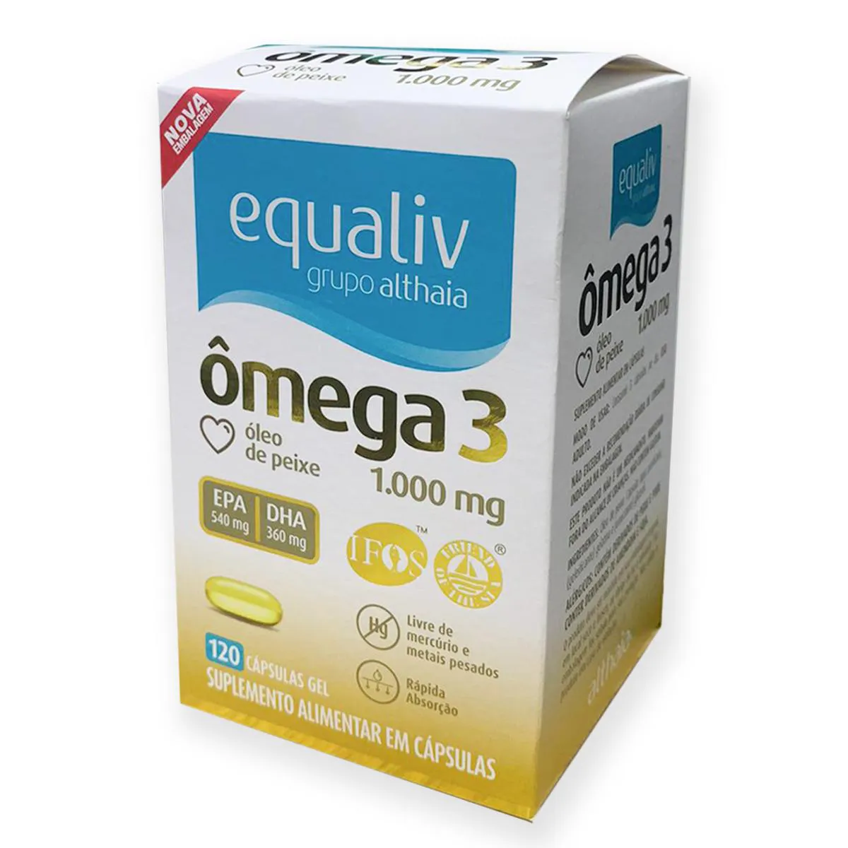 ÔMEGA 3 1000 MG ÓLEO DE PEIXE EQUALIV - 120 CáPSULAS