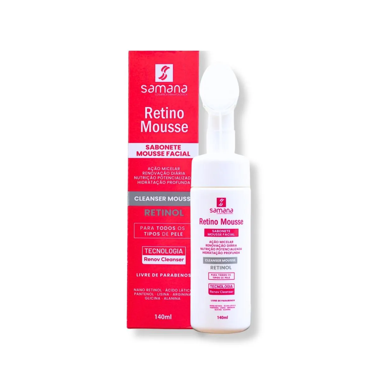 SAMANA SABONETE FACIAL ANTI IDADE RETINO MOUSSE 140ML