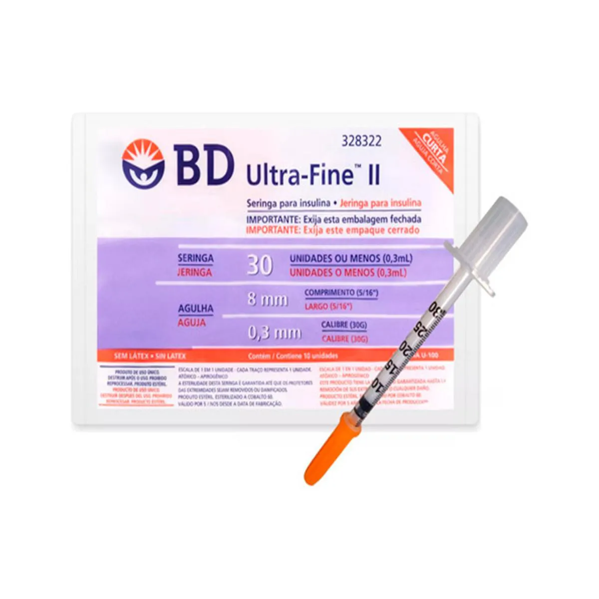 SERINGA INSULINA ULTRA FINE 30UI X 6X0,25MM BD 10UN