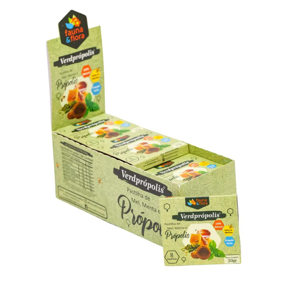 PASTILHA DE PRóPOLIS E MENTA DISPLAY COM 21 BLISTERS