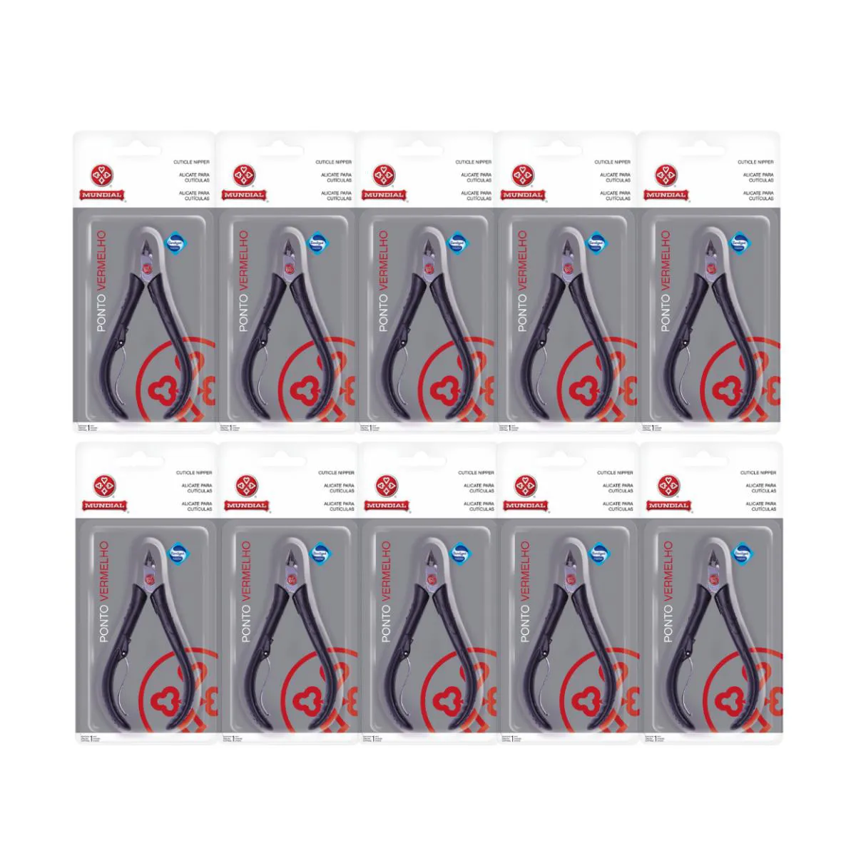KIT 10 ALICATE CORTE UNHA CUTíCULA 171-PR VERMELHO MUNDIAL