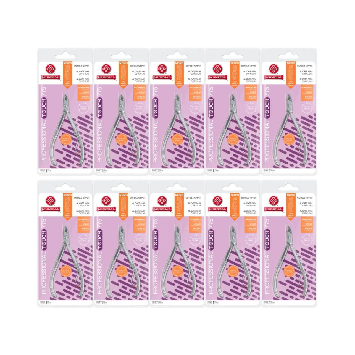 KIT 10 ALICATE CUTíCULA 775 TOUCH PROFISSIONAL UNHA MUNDIAL