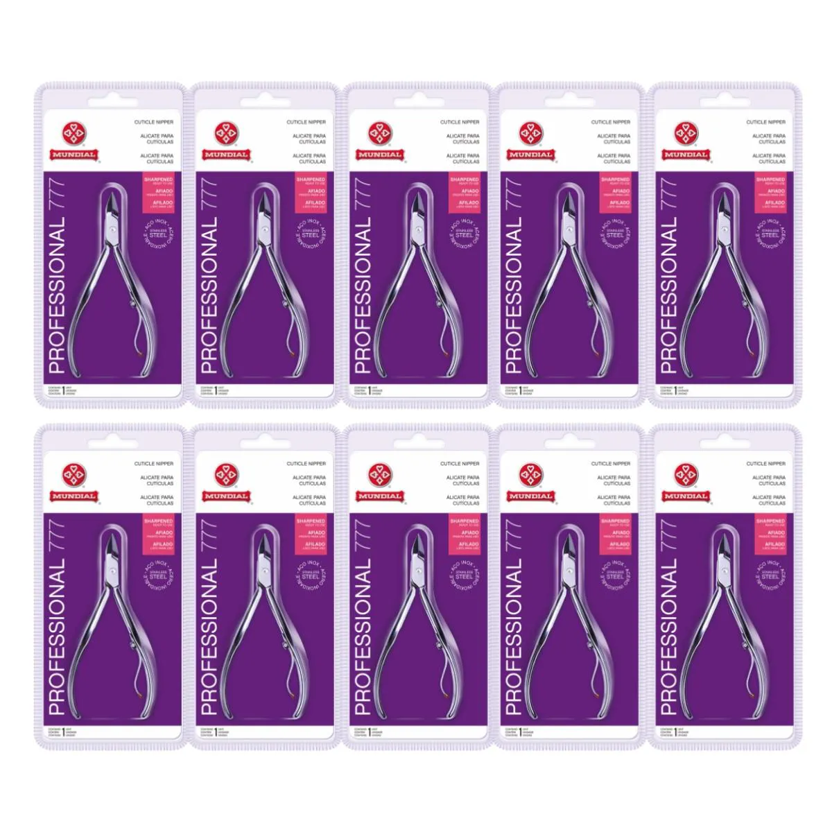 KIT 10 ALICATE CUTíCULA 777 INOX PROFISSIONAL UNHA MUNDIAL
