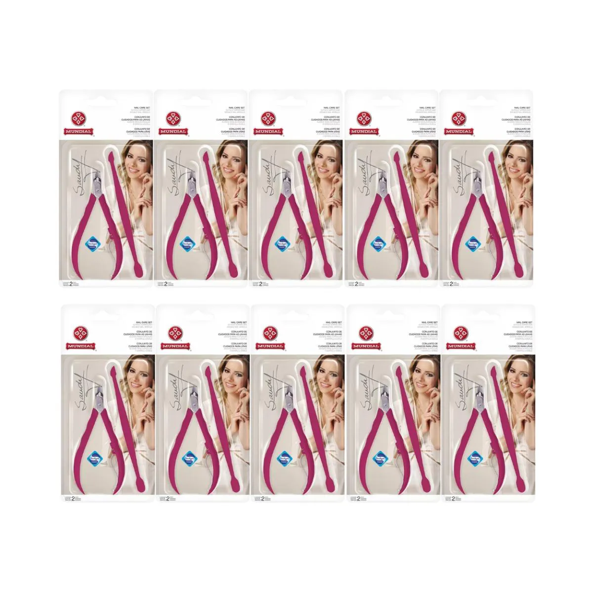 KIT 10 ALICATE DE CUTíCULA COM ESPáTULA SANDY 756-S MUNDIAL