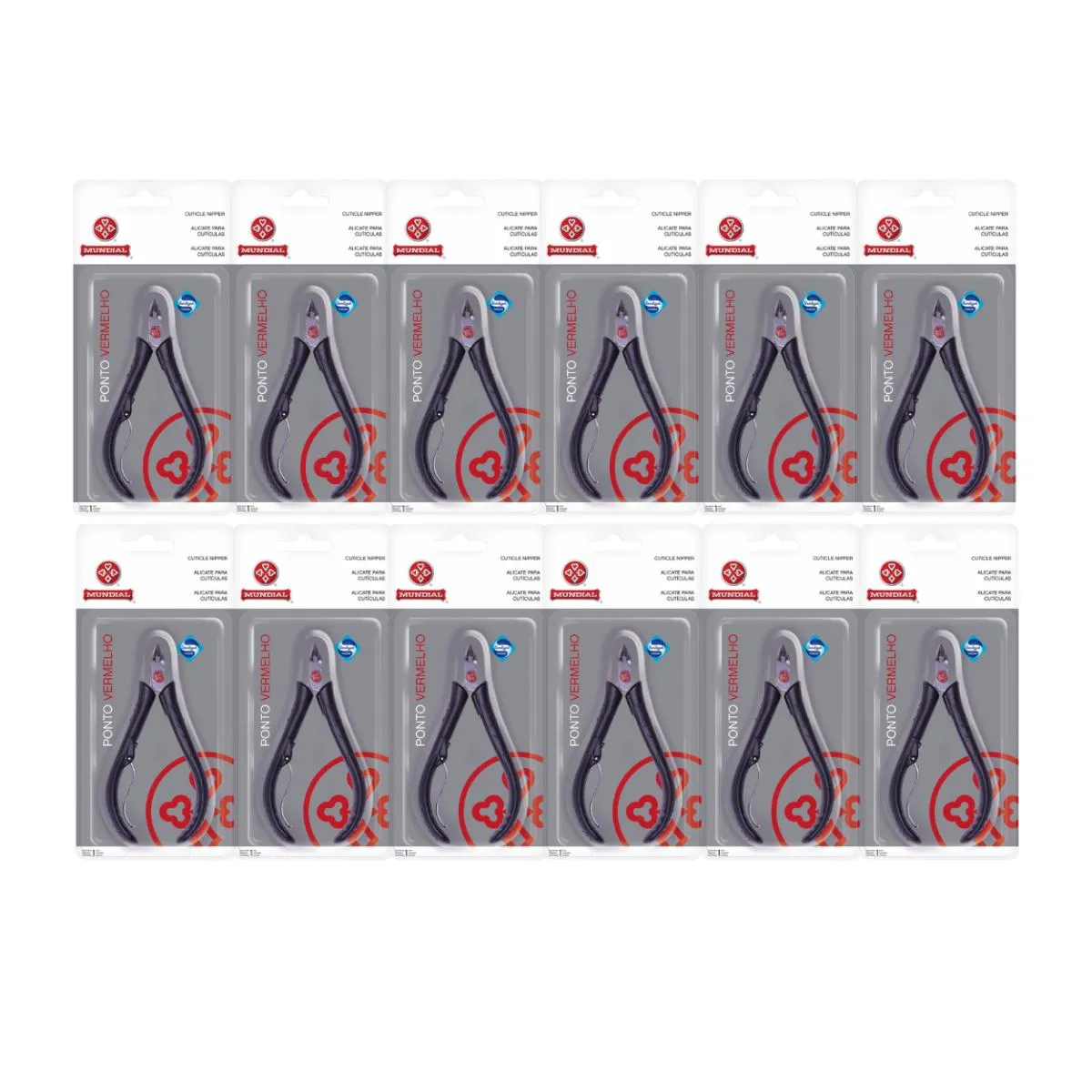 KIT 12 ALICATE CORTE UNHA CUTíCULA 171-PR VERMELHO MUNDIAL