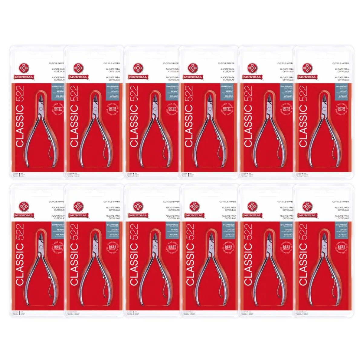 KIT 12 ALICATE CUTíCULA 522CLASSIC PROFISSIONAL UNHA MUNDIAL