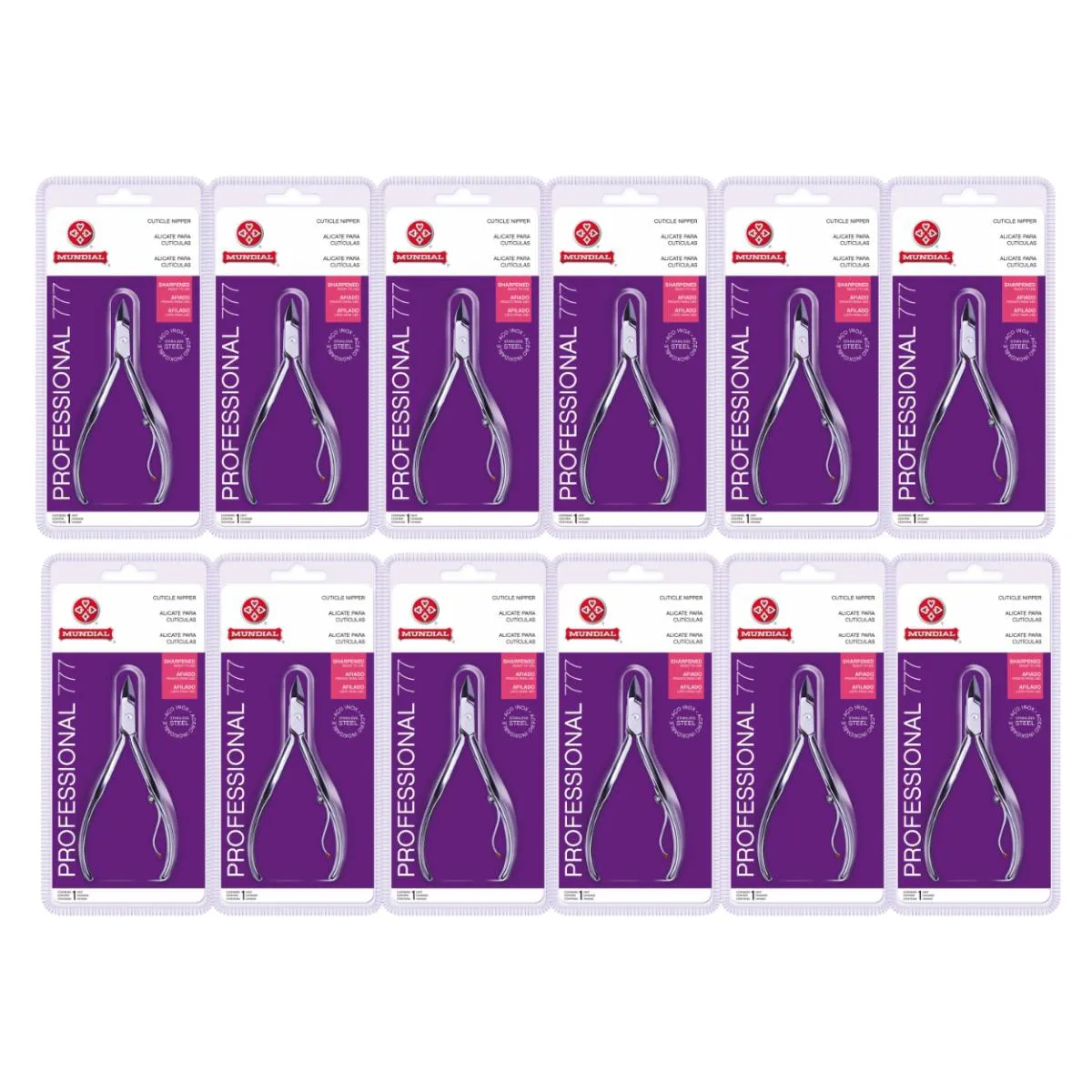 KIT 12 ALICATE CUTíCULA 777 INOX PROFISSIONAL UNHA MUNDIAL