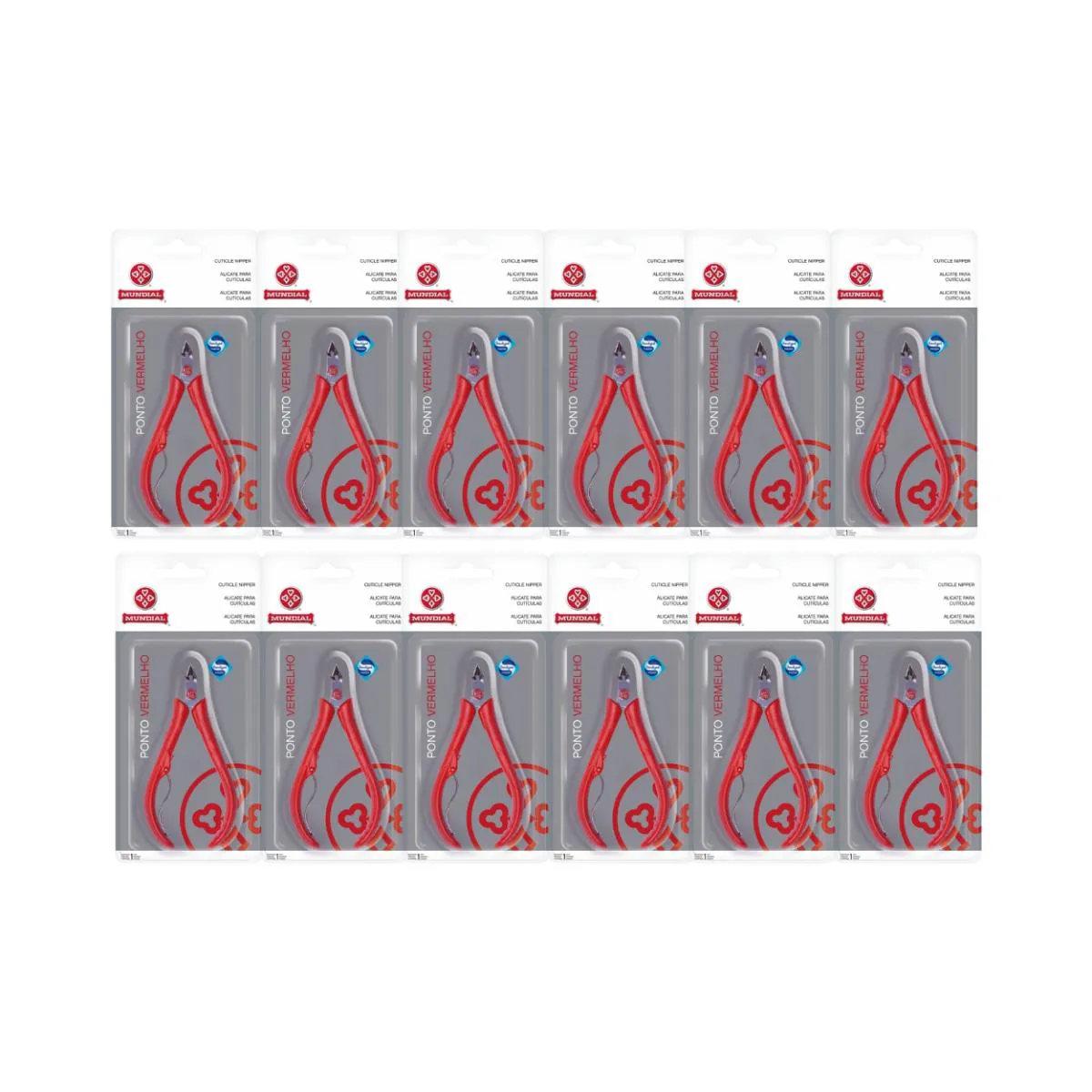 KIT 12 ALICATE UNIVERSAL DE CUTíCULA 171-VE VERMELHO MUNDIAL