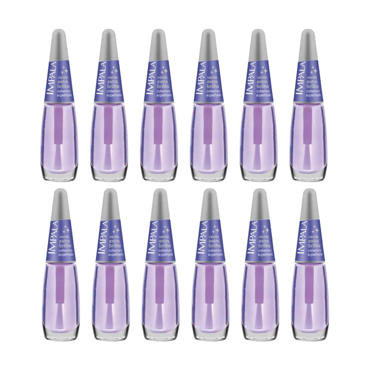 KIT 12 ESMALTE IMPALA BASE VERNIZ EXTRA BRILHO COBERTURA