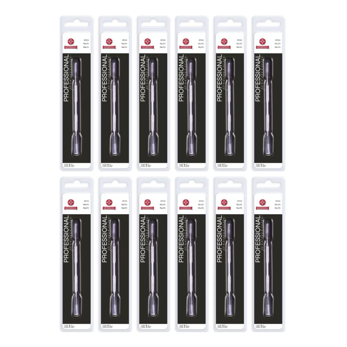 KIT 12 PALITO LIMPADOR UNHAS INSTRUMENTO 375M INOX MUNDIAL