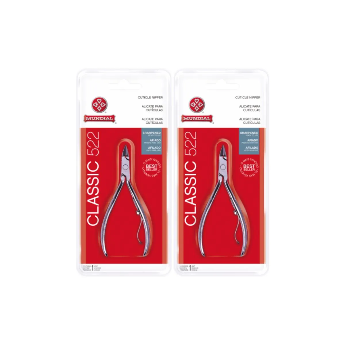 KIT 2 ALICATE CUTíCULA 522 CLASSIC PROFISSIONAL UNHA MUNDIAL