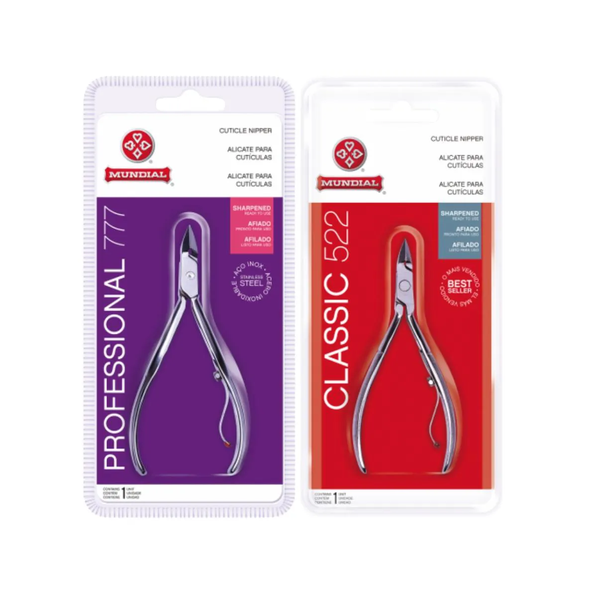 KIT 2 ALICATE CUTíCULA 777 522 PROFISSIONAL UNHA AçO MUNDIAL