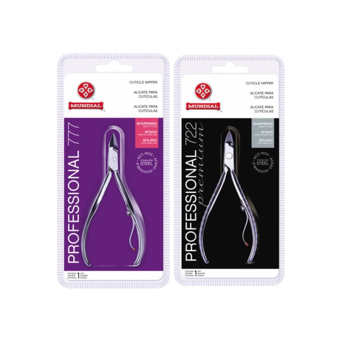 KIT 2 ALICATE CUTíCULA 777 722 PROFISSIONAL AçO INOX MUNDIAL