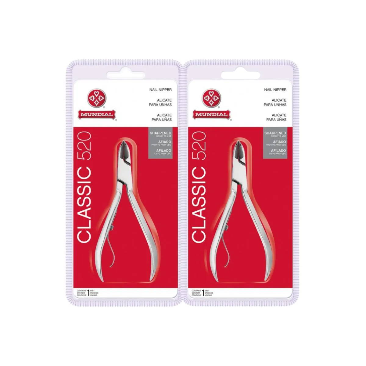 KIT 2 ALICATE DE CORTE UNHA 520 CLASSIC PROFISSIONAL MUNDIAL