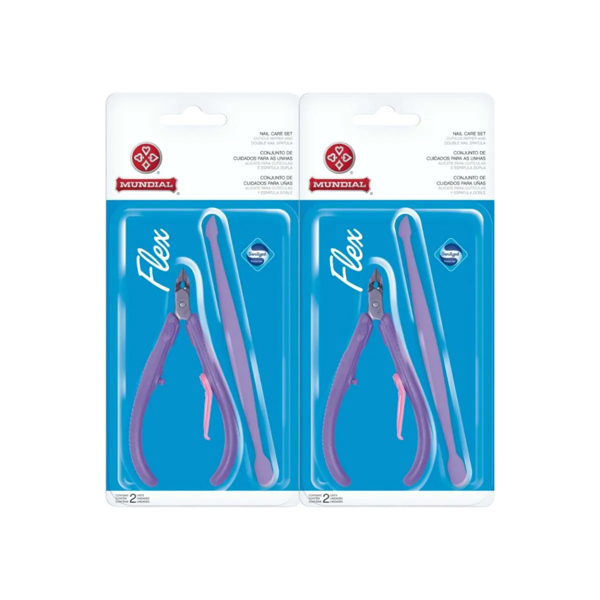 KIT 2 ALICATE DE CUTíCULA COM ESPáTULA FLEX 168-RL MUNDIAL
