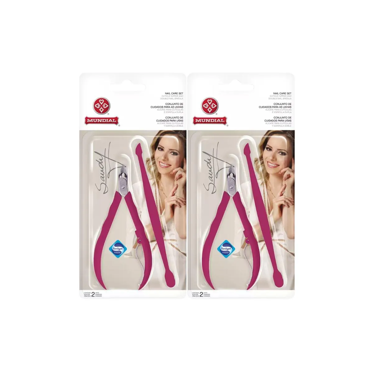 KIT 2 ALICATE DE CUTíCULA COM ESPáTULA SANDY 756-S MUNDIAL
