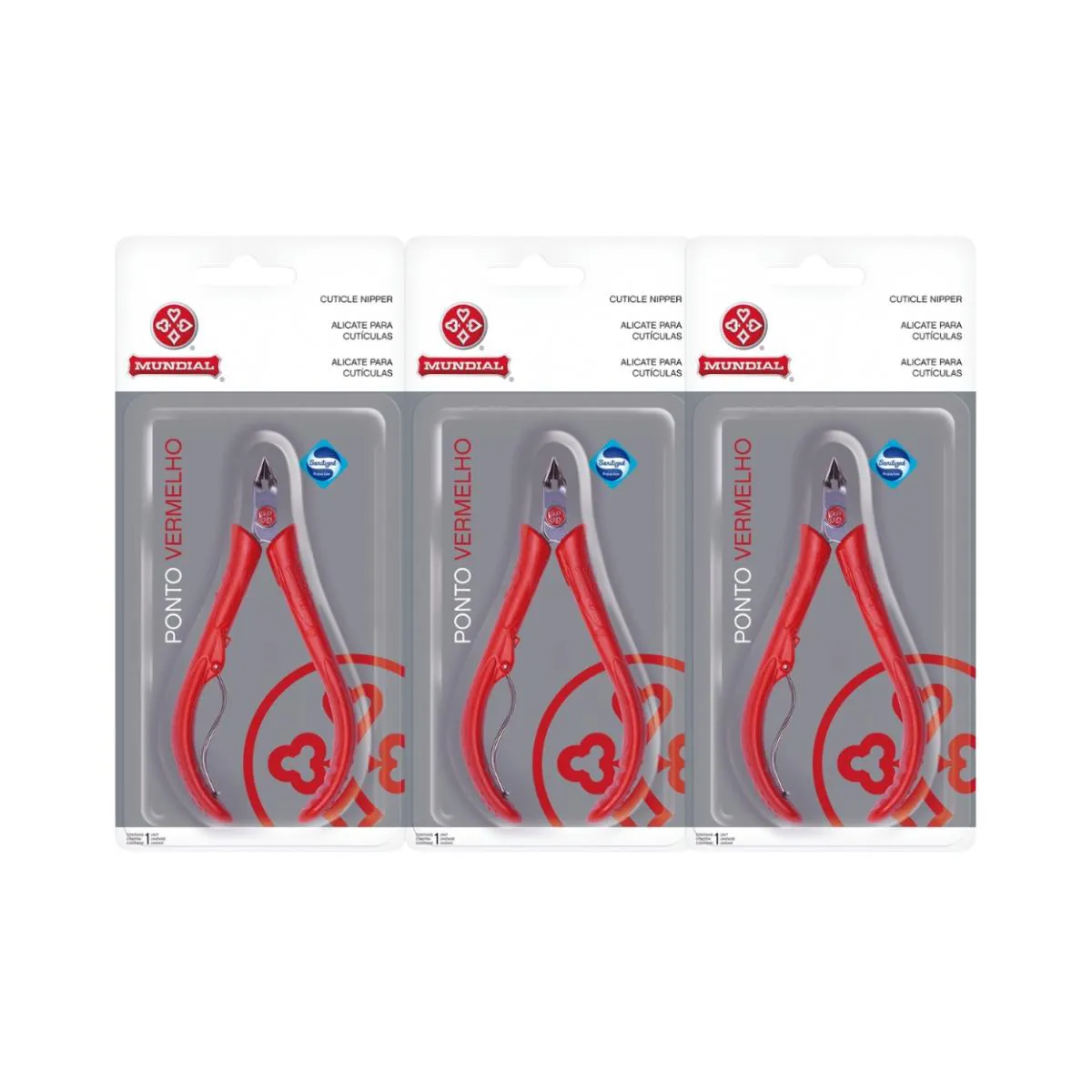 KIT 3 ALICATE UNIVERSAL DE CUTíCULA 171-VE VERMELHO MUNDIAL