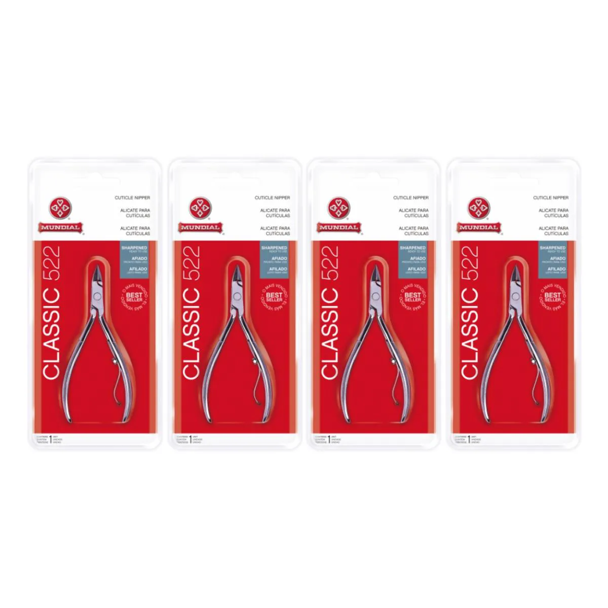 KIT 4 ALICATE CUTíCULA 522 CLASSIC PROFISSIONAL UNHA MUNDIAL