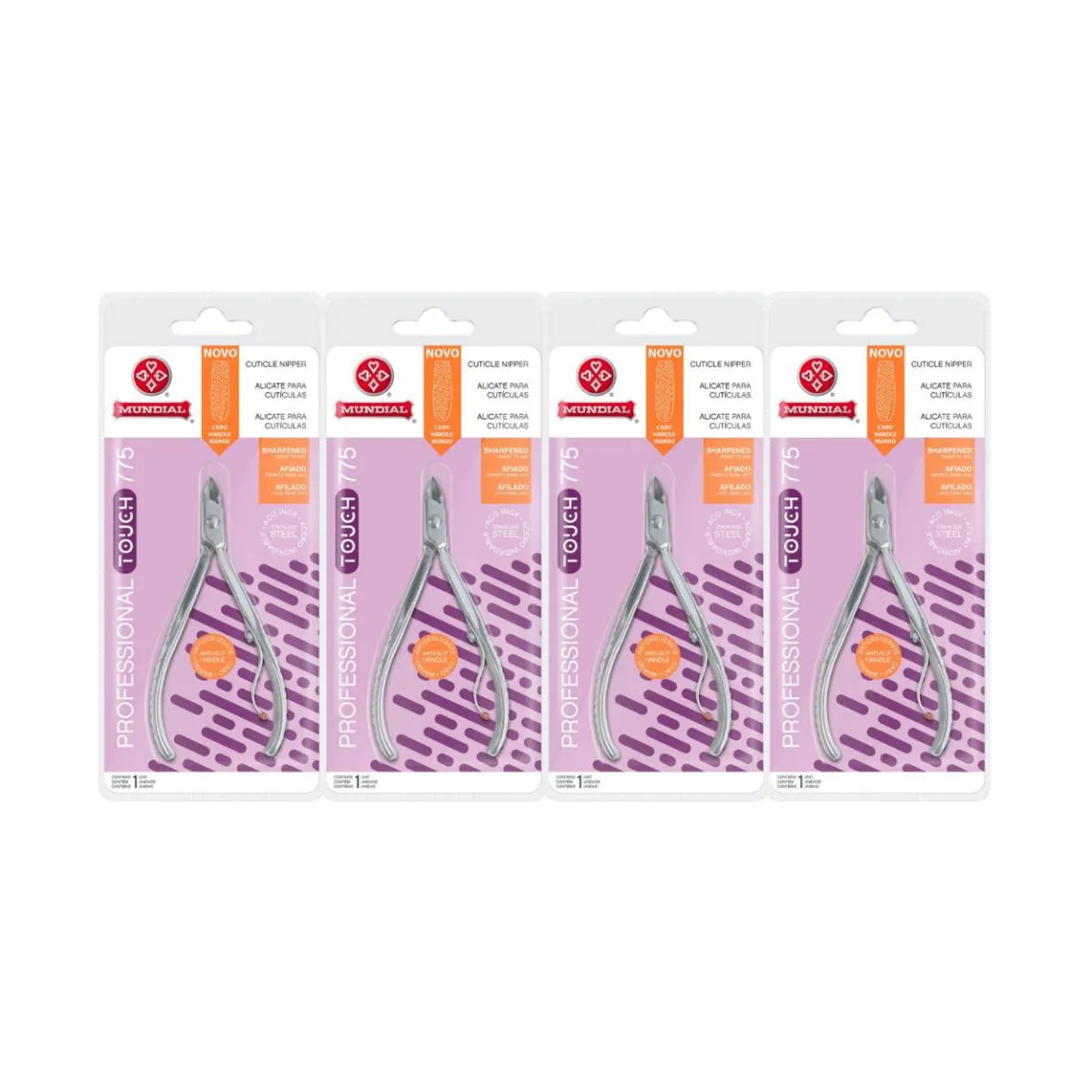 KIT 4 ALICATE CUTíCULA 775 TOUCH PROFISSIONAL UNHA MUNDIAL