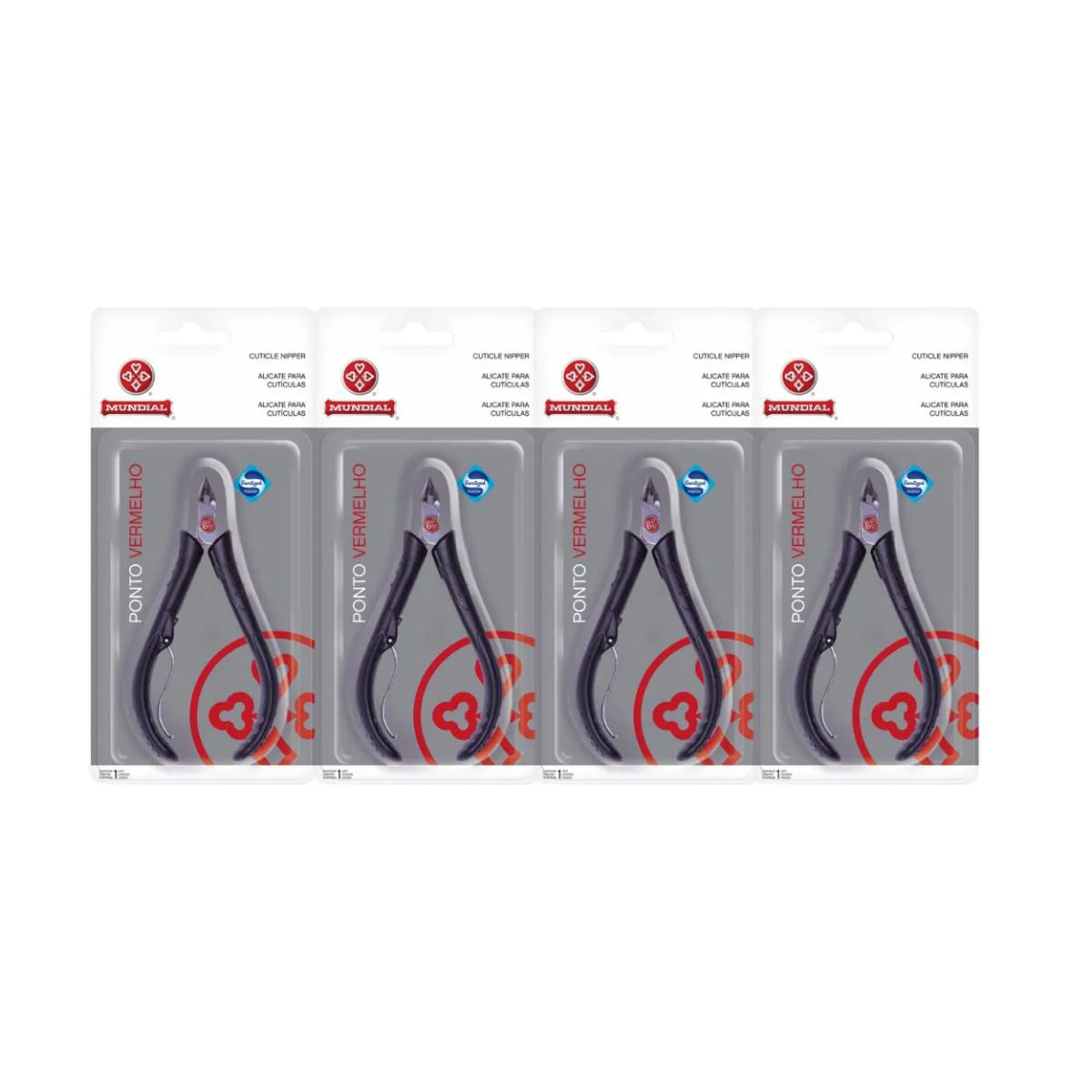 KIT 4 ALICATE DE CORTE UNHA CUTíCULA 171-PR VERMELHO MUNDIAL