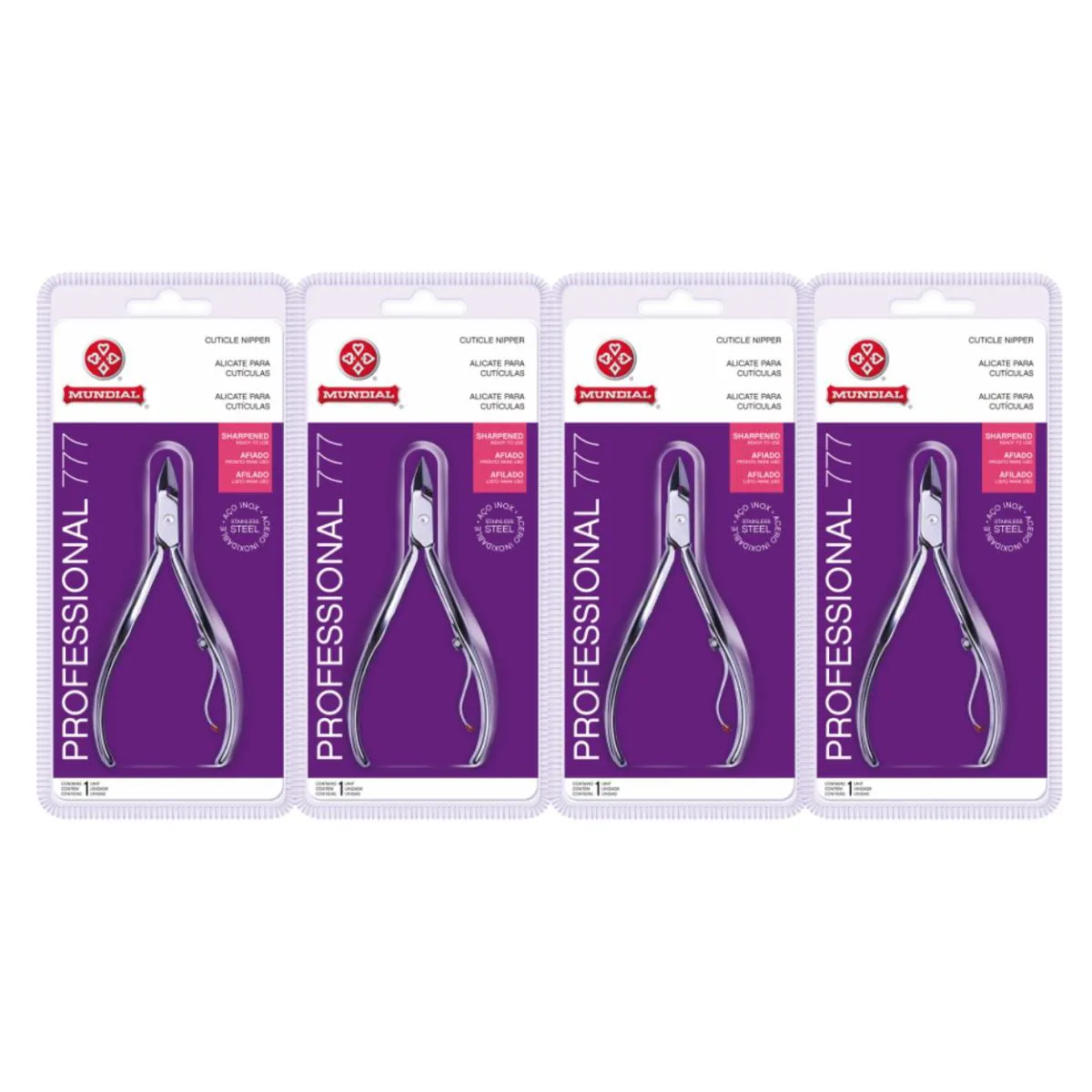 KIT 4 ALICATE DE CUTíCULA 777 INOX PROFISSIONAL UNHA MUNDIAL