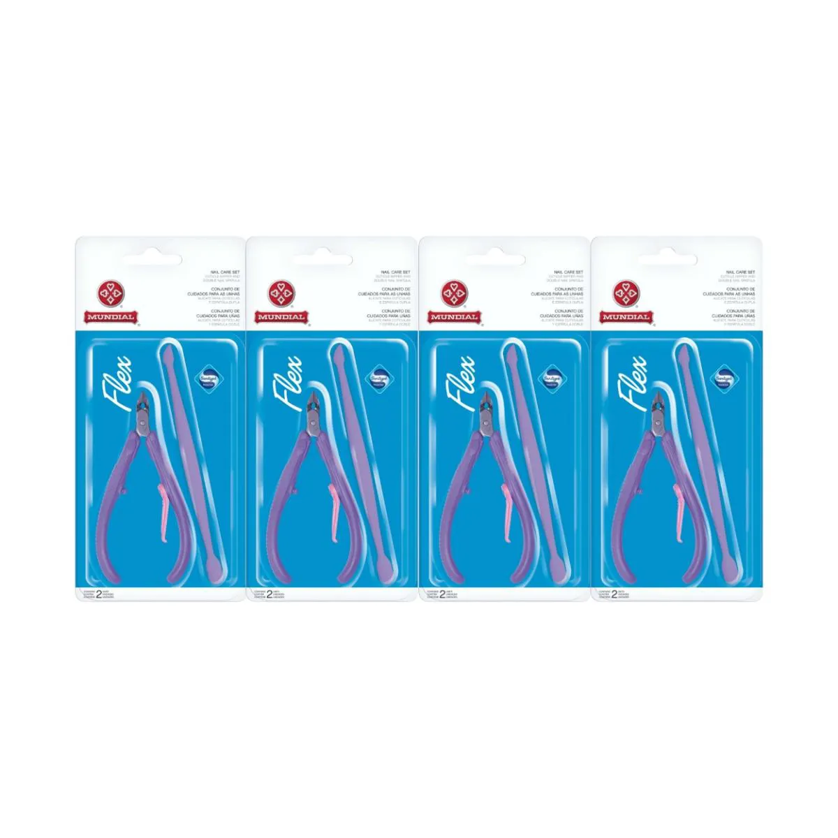 KIT 4 ALICATE DE CUTíCULA COM ESPáTULA FLEX 168-RL MUNDIAL