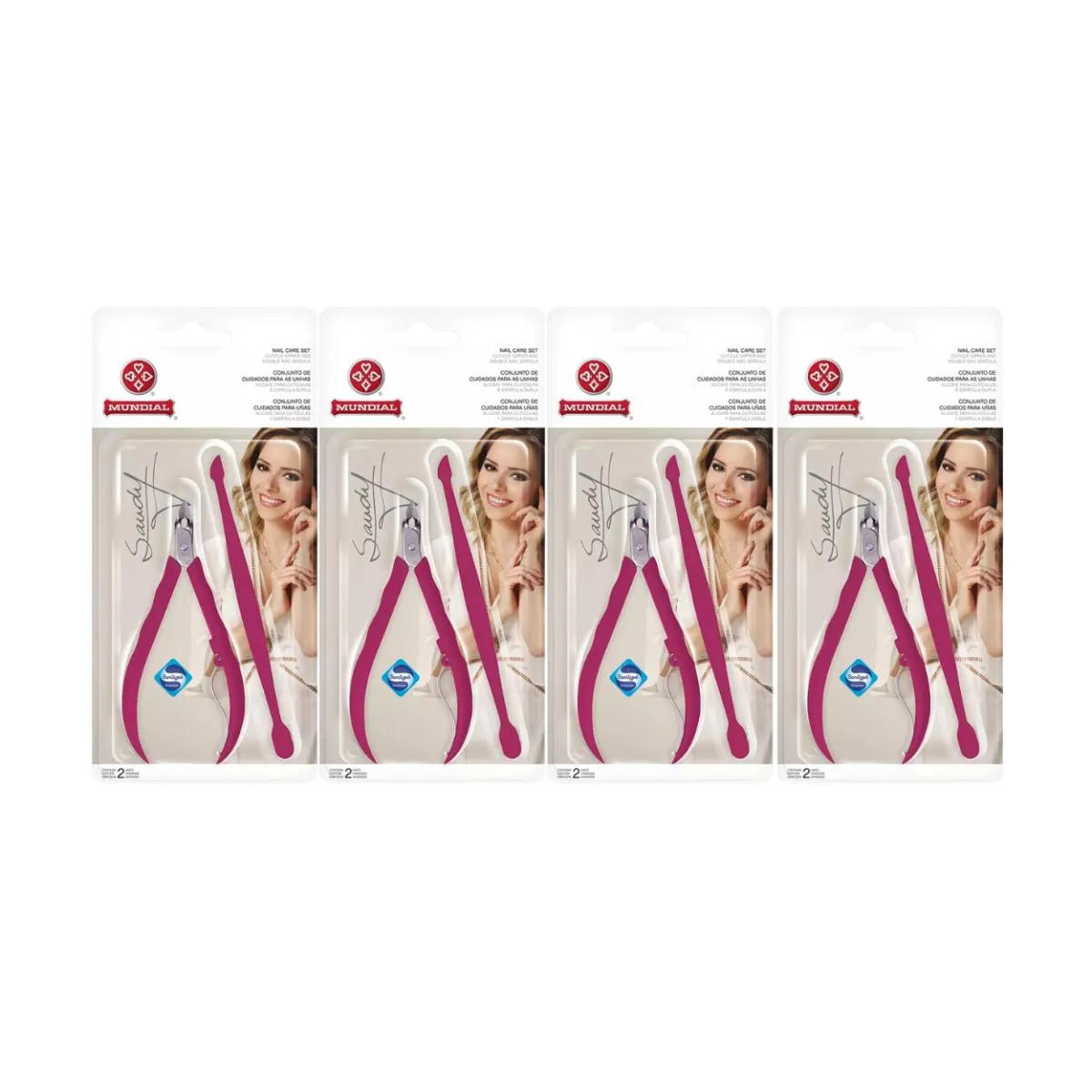 KIT 4 ALICATE DE CUTíCULA COM ESPáTULA SANDY 756-S MUNDIAL