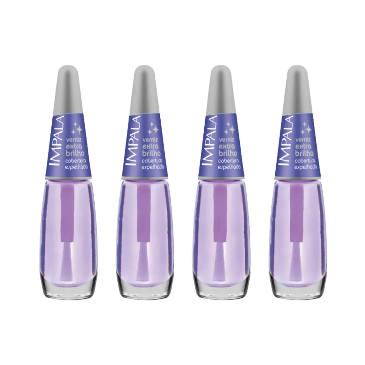 KIT 4 ESMALTE IMPALA BASE UNHA VERNIZ EXTRA BRILHO COBERTURA