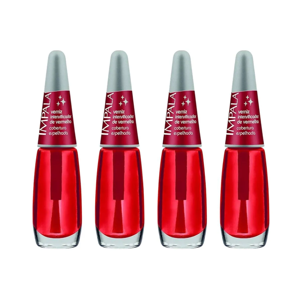 KIT 4 ESMALTES IMPALA BASE VERNIZ VERMELHO INTENSIFICADOR