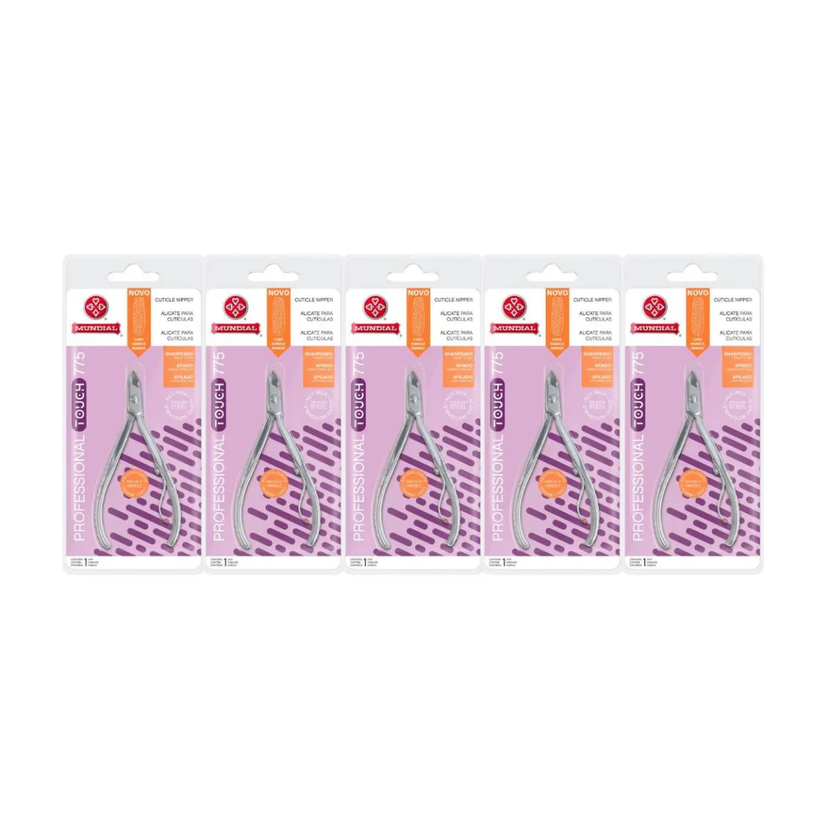 KIT 5 ALICATE CUTíCULA 775 TOUCH PROFISSIONAL UNHA MUNDIAL