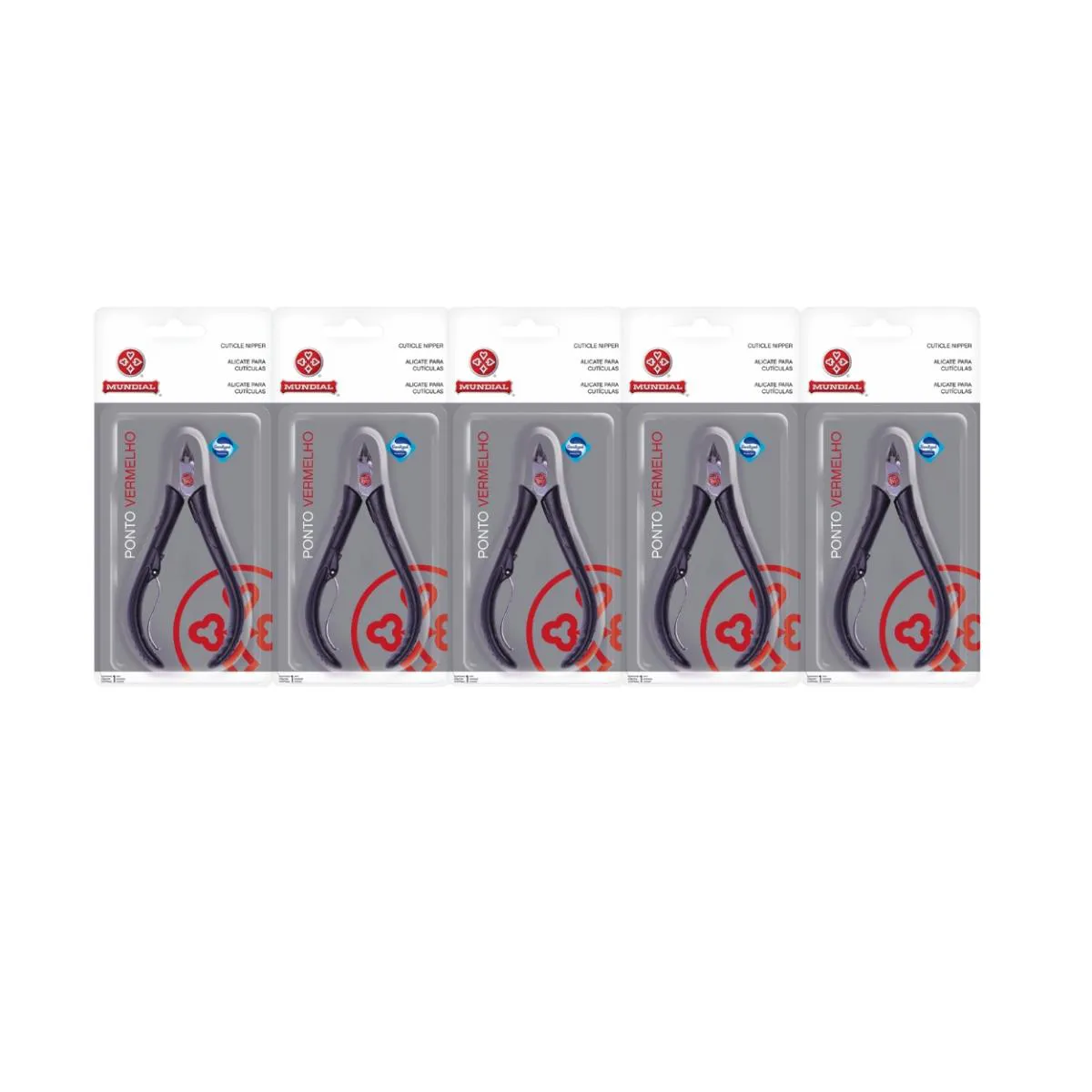 KIT 5 ALICATE DE CORTE UNHA CUTíCULA 171-PR VERMELHO MUNDIAL