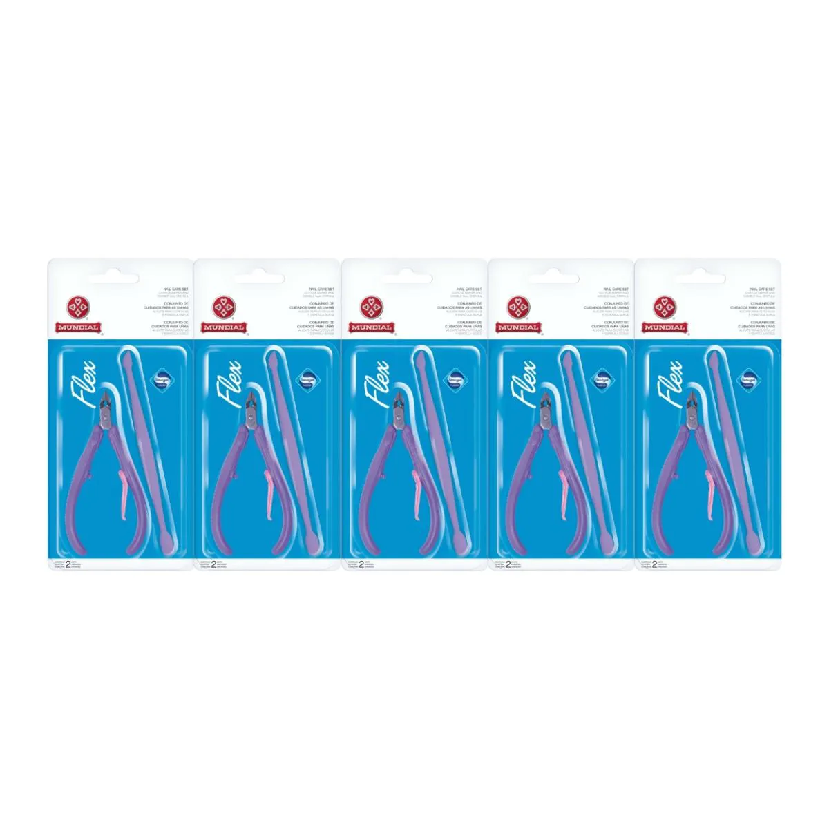 KIT 5 ALICATE DE CUTíCULA COM ESPáTULA FLEX 168-RL MUNDIAL