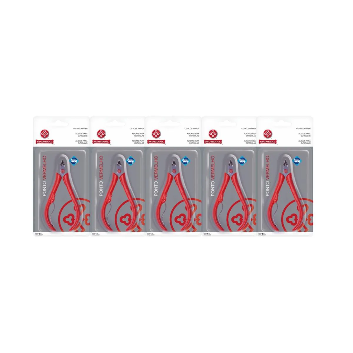 KIT 5 ALICATE UNIVERSAL DE CUTíCULA 171-VE VERMELHO MUNDIAL