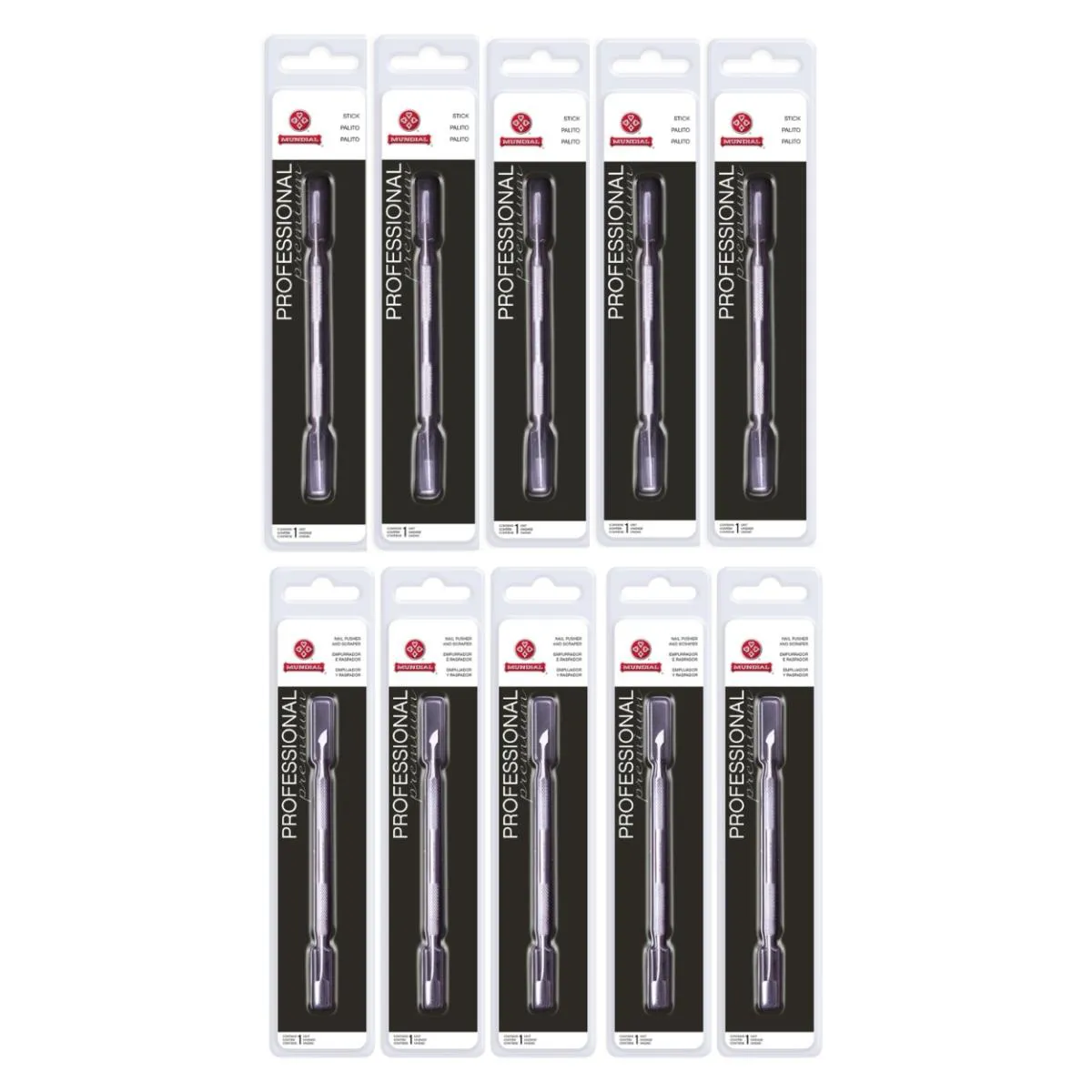 KIT 5 PALITO LIMPADOR 5 ESPáTULA EMPURRADORA INOX MUNDIAL