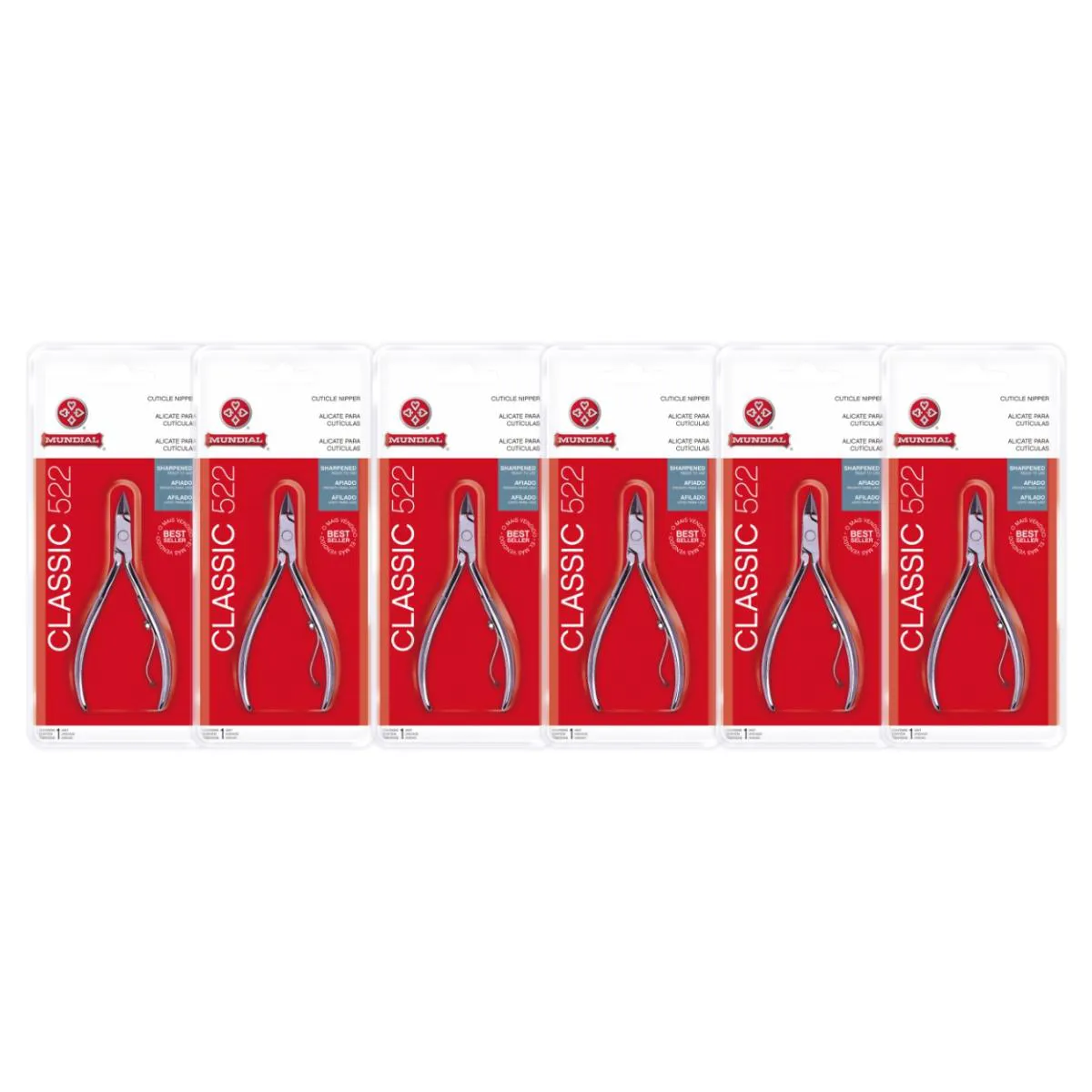 KIT 6 ALICATE CUTíCULA 522 CLASSIC PROFISSIONAL UNHA MUNDIAL